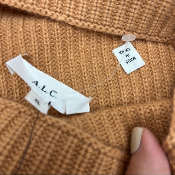 A.L.C. Helena Ribbed Lambswool Cashmere Blend Sweater Womens‎ Size XL Tan NEW - Picture 3 of 13